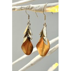715 boucles d'oreilles feuilles argent sterling , cornaline 
